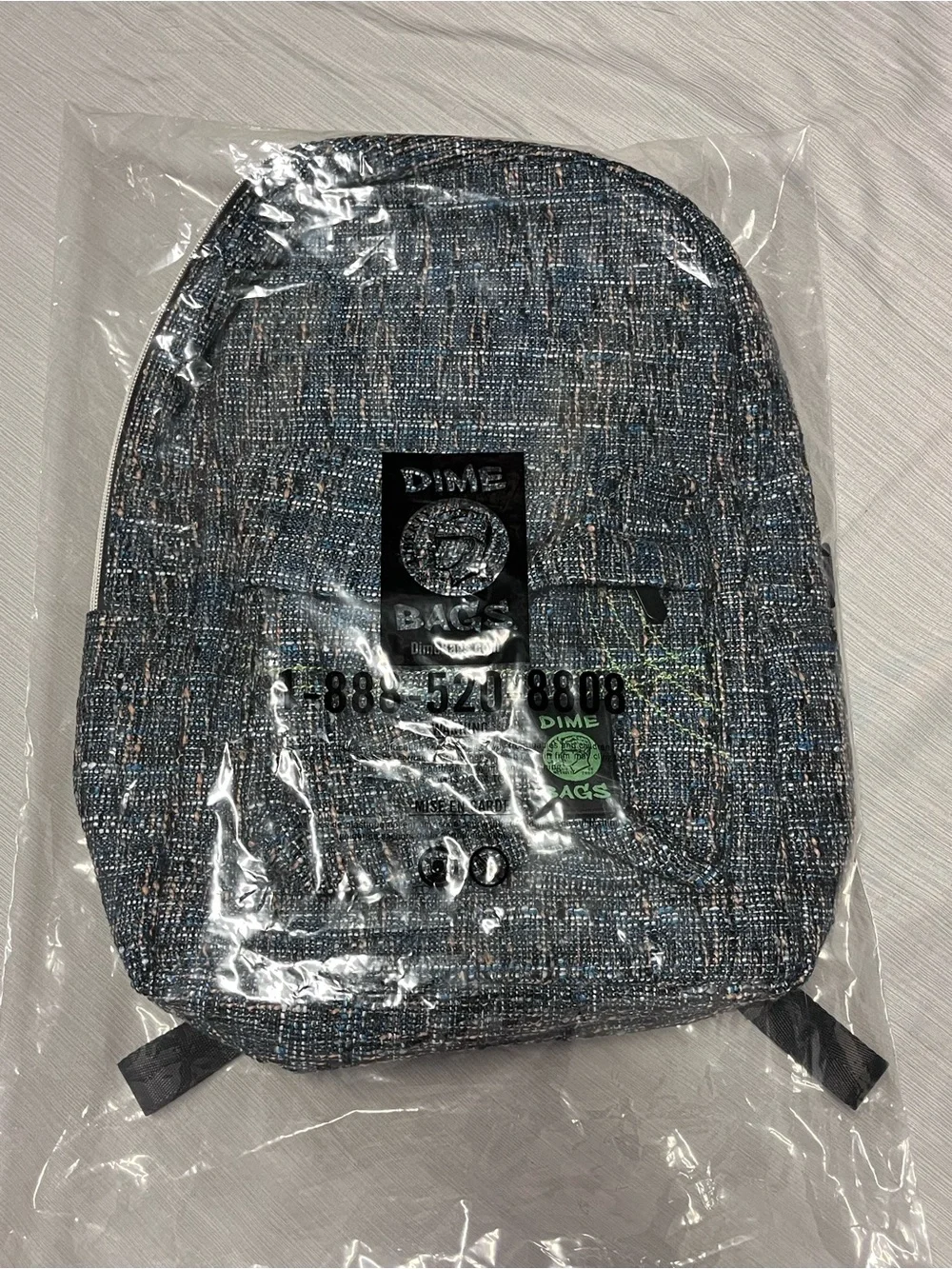 NWT Dime Bags Study Buddy Glass Hemp Backpack Laptop Bag Blue Tweed